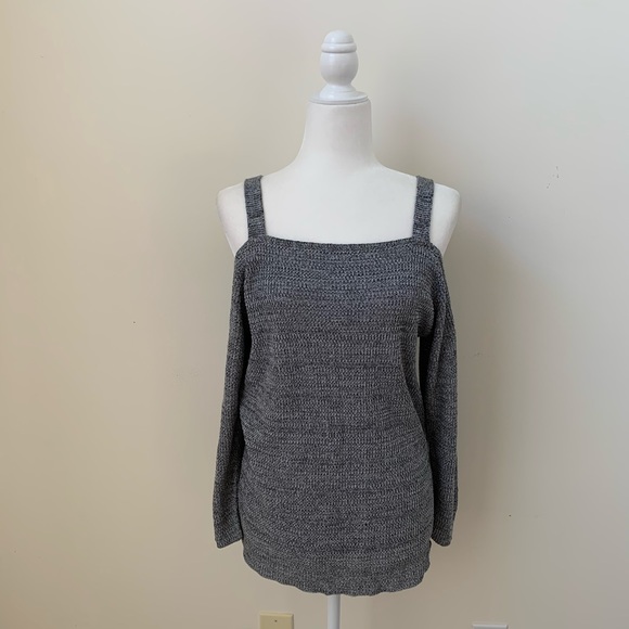 Two One Two Cold Shoulder Gray Knot Sweater - Picture 8 of 8